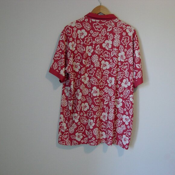 Rolo Golf Polo Shirt Raspberry Hawaiian Floral Print Short Sleeve Size XXL - Picture 8 of 12